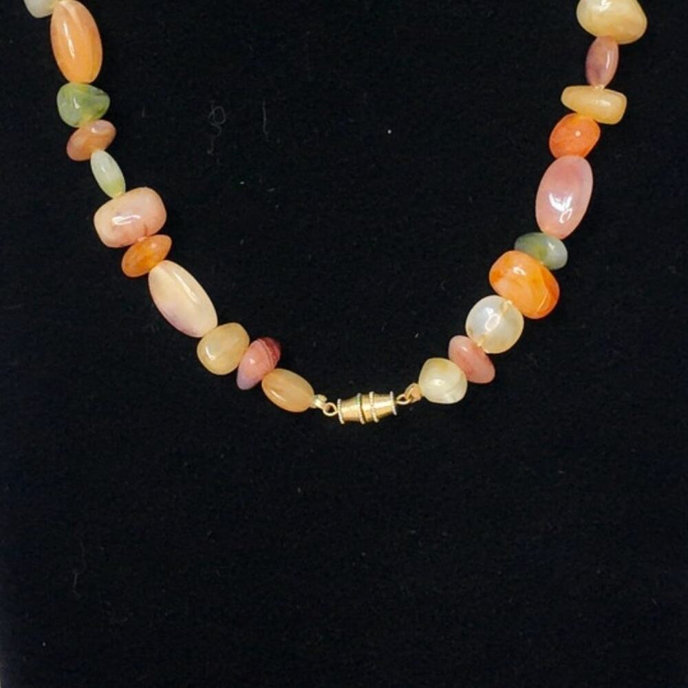 Multicolor Vintage Agate Jasper 30" Long Necklace - Picture 3 of 8